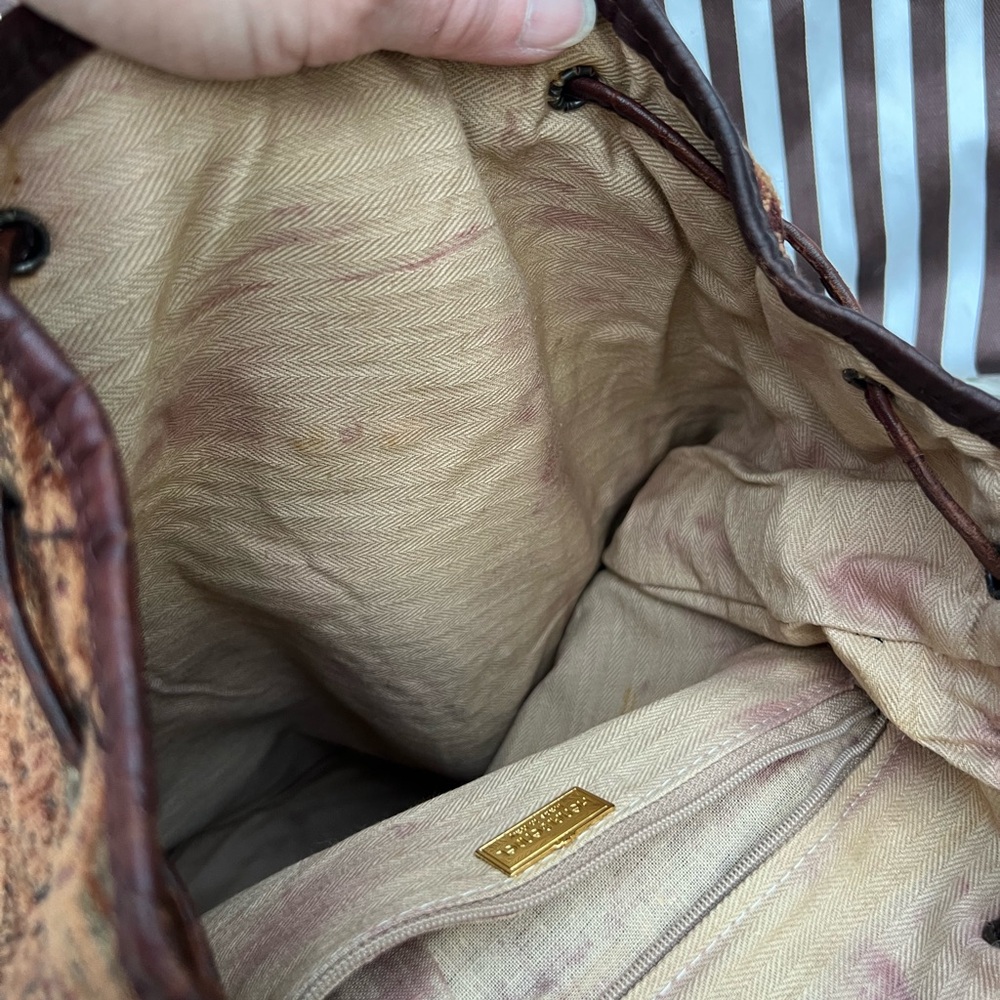 Henri Bendel Vintage Drawstring Croc-embossed Tapestry Backpack - Picture 16 of 16